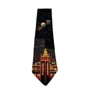 VTG Mark Alexander City Christmas Kansas City Tie Santa 100% Silk Missouri 90s